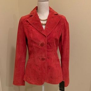 Mark Alan Red Leather w. Green Crystals Jacket NWT
